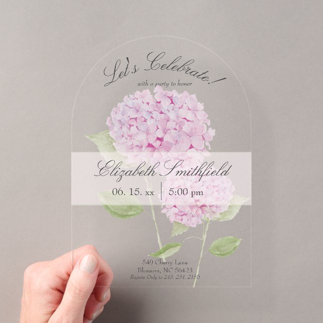 Invitation aquarelle Hydrangea rose (In situ (ordinateur de poche))