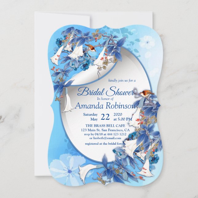Invitation Aquarelle illustrée Fête des mariées à fleur de lu (Devant)