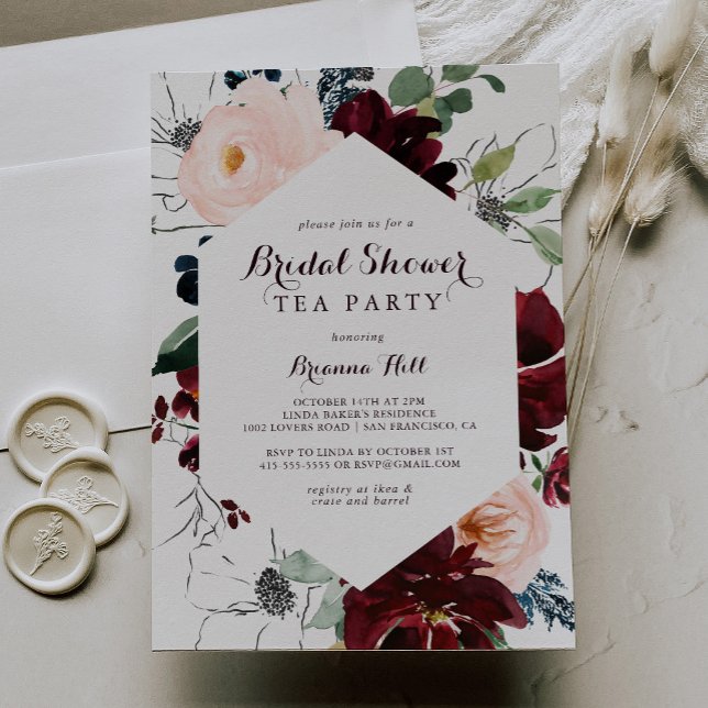 Invitation Aquarelle Illustrée Fête des mariées Tea Party (Créateur téléchargé)