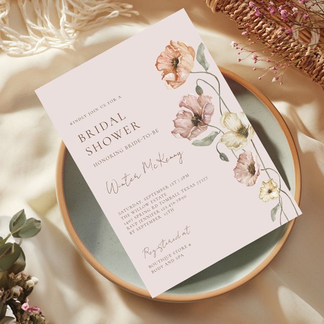 Invitation Aquarelle islandaise Fête des mariées de pavot isl (Icelandic Watercolor Iceland Poppy Bridal Shower Invitation)