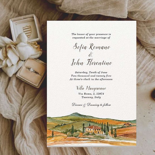 Invitation Aquarelle Italie, mariage de la ligne d'horizon to (Créateur téléchargé)
