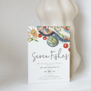 Invitation Aquarelle Italien Sept Poissons fête de Noël