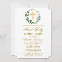 Aquarelle Ivy Wreath First Communion Gold