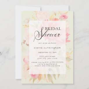 Invitation Aquarelle Jardin rose pivoine Fête des mariées flo