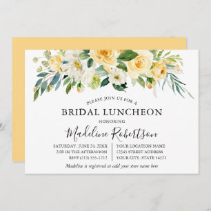 Invitation Aquarelle Jaune Blanc Floral Nuptiale