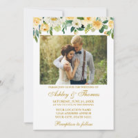 Aquarelle Jaune Blanc Floral Photo Mariage Or