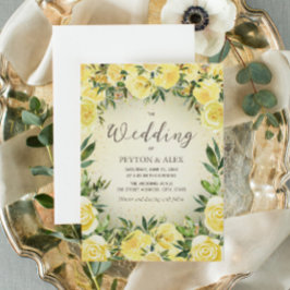 Invitation Aquarelle jaune Floral Parties scintillant or Mari