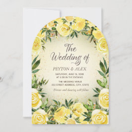 Invitation Aquarelle jaune Floral Parties scintillant or Mari