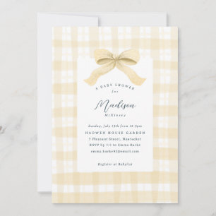 Invitation Aquarelle jaune Plaid et Baby shower de la cale