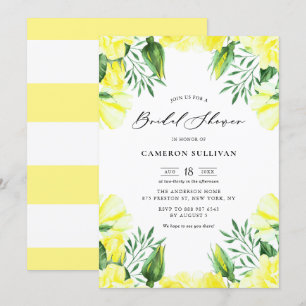 Invitation Aquarelle jaune Roses Garland Fête des mariées