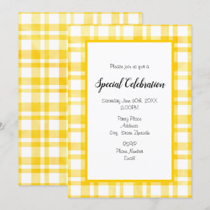 Invitation 'Aquarelle Jaune Soleil Plaid' N'Importe Quelle Oc
