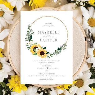 Invitation Aquarelle jaune Tournesol Pays Mariage de couronne
