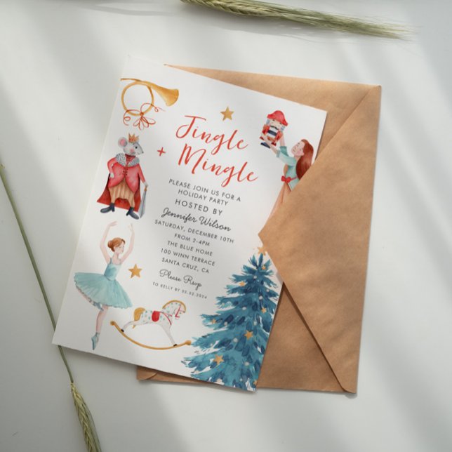 Invitation Aquarelle Jingle Mingle Fête de Noël (Créateur téléchargé)