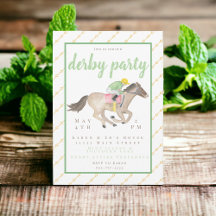 Aquarelle Jockey Derby Party Horse Race Or