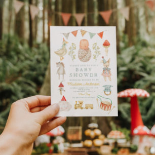 Invitation Aquarelle Jouets bébé Vêtements Baby shower Esenti