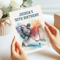 Aquarelle Joueur de hockey Sports Fan Anniversaire