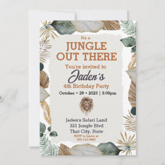 Invitation Aquarelle Jungle Animal Anniversaire Gold Invitati