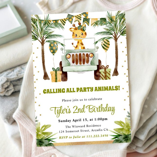 Invitation Aquarelle Jungle Giraffe Anniversaire de enfant (Créateur téléchargé)