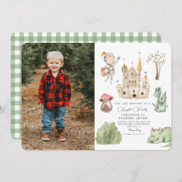 Aquarelle Knight Dragon Castle Boy Anniversaire