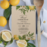 Aquarelle Kraft Citrons jaunes et feuilles