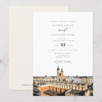 Aquarelle Kraków Skyline Bâtiments Mariage