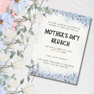 Invitation Aquarelle, l'amour de maman en fleurs, brunch de l