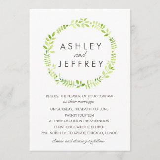 Invitation Aquarelle Laurel avec dos à motif