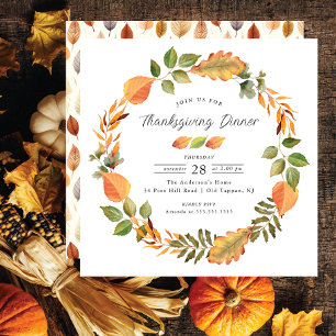 Invitation Aquarelle L'automne quitte Thankesgiving