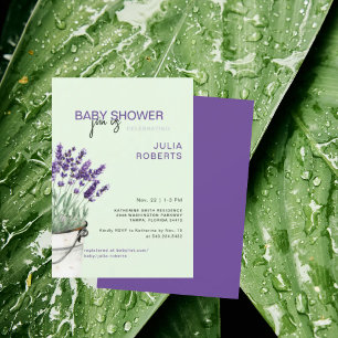 Invitation Aquarelle Lavande et Baby shower de menthe