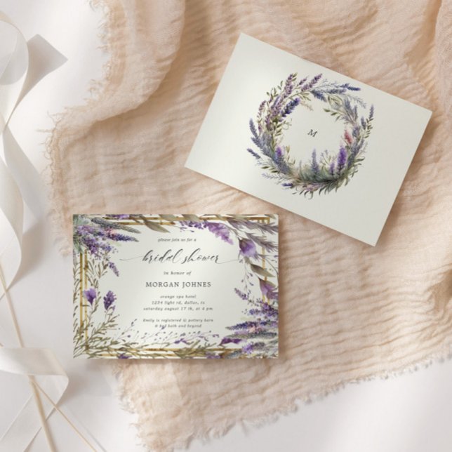 Invitation Aquarelle Lavande Fête des mariées de régal floral (Créateur téléchargé)