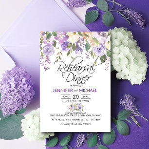 Invitation Aquarelle Lavande Florale Purple REHEARSAL DÎNER