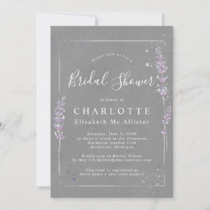 Invitation Aquarelle lavande gris élégant douche nuptiale