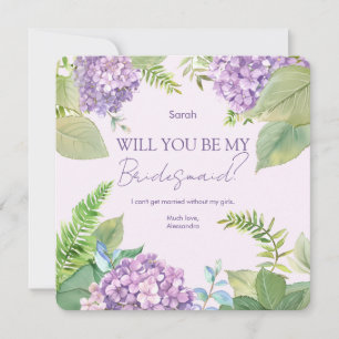 Invitation Aquarelle Lavande Hydrangea Mariage Bridesmaid