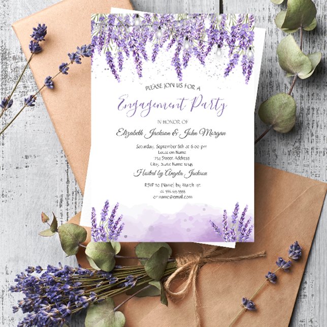 Invitation Aquarelle Lavander Fiançailles (Créateur téléchargé)