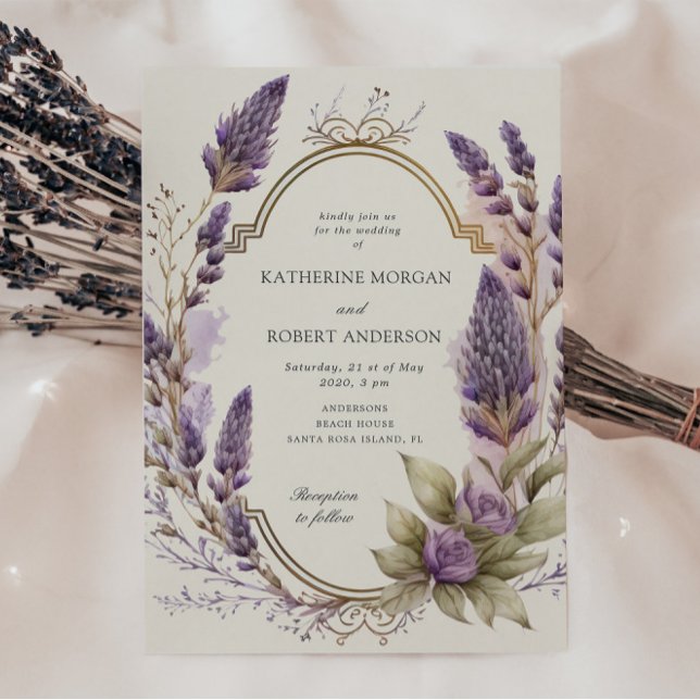 Invitation Aquarelle Lavender Floral Regal Mariage (Créateur téléchargé)