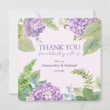 Aquarelle Lavender Hydrangea Mariage Merci