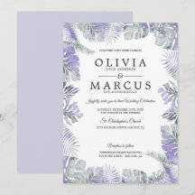 Aquarelle Lavender Mist Tropical Feuilles Mariage
