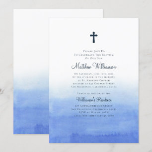 Invitation Aquarelle Laver Ombre Baptismal
