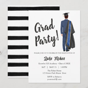 Invitation Aquarelle Leavers Graduation Gown & Casquette