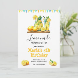 Invitation Aquarelle Lemonade jaune citron fête d'anniversair