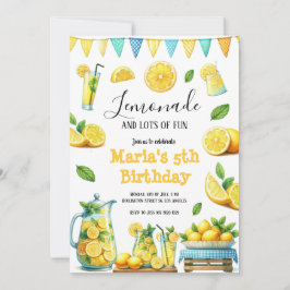 Invitation Aquarelle Lemonade Jaune Fête d'anniversaire Invit