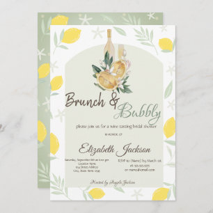 Invitation Aquarelle Lemons Frame Brunch & Bubbly