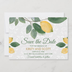 Invitation Aquarelle Lemons siciliens Sauvegarder la date