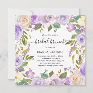 Invitation Aquarelle Lilac Floral Élégant Brunch nuptial