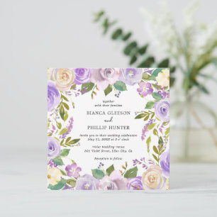 Invitation Aquarelle Lilac Floral Mariage élégant