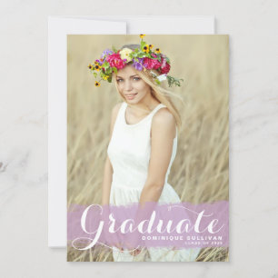 Invitation Aquarelle Lilac Superposition photo Graduation
