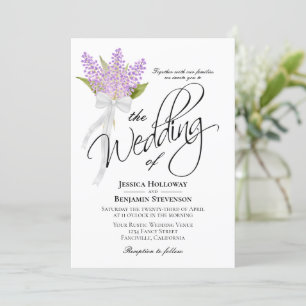 Invitation Aquarelle Lilacs Bouquet Rustique Boho Mariage