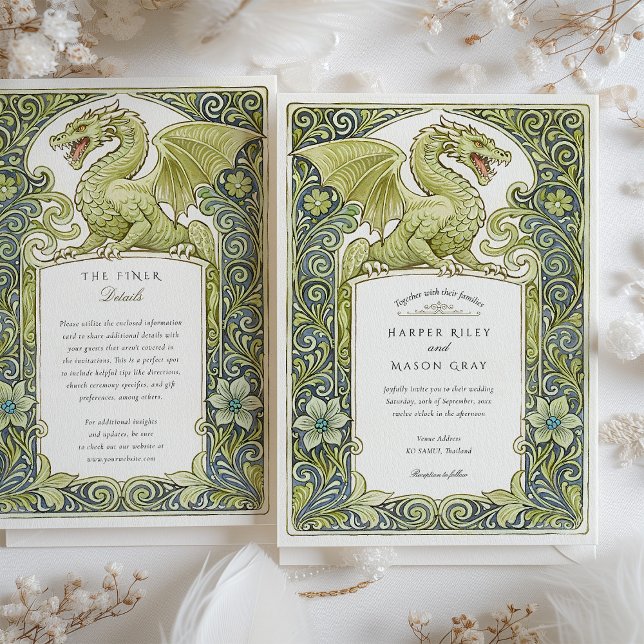 Invitation Aquarelle Ljubljana Slovénie Dragon Mariage (Créateur téléchargé)