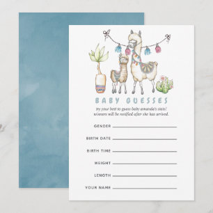 Invitation Aquarelle Llama thème Baby shower Guesser Jeu