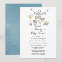 Aquarelle Llama thème Drive Par Baby shower